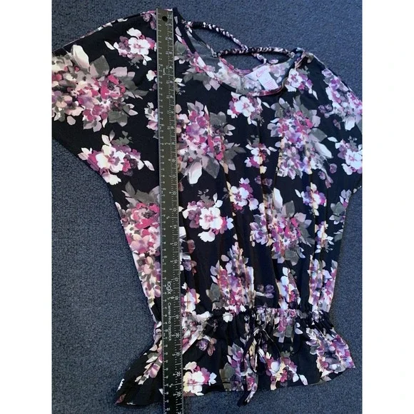 Candie's Shirt Women's Small Floral Short Sleeve - Picture 5 of 6